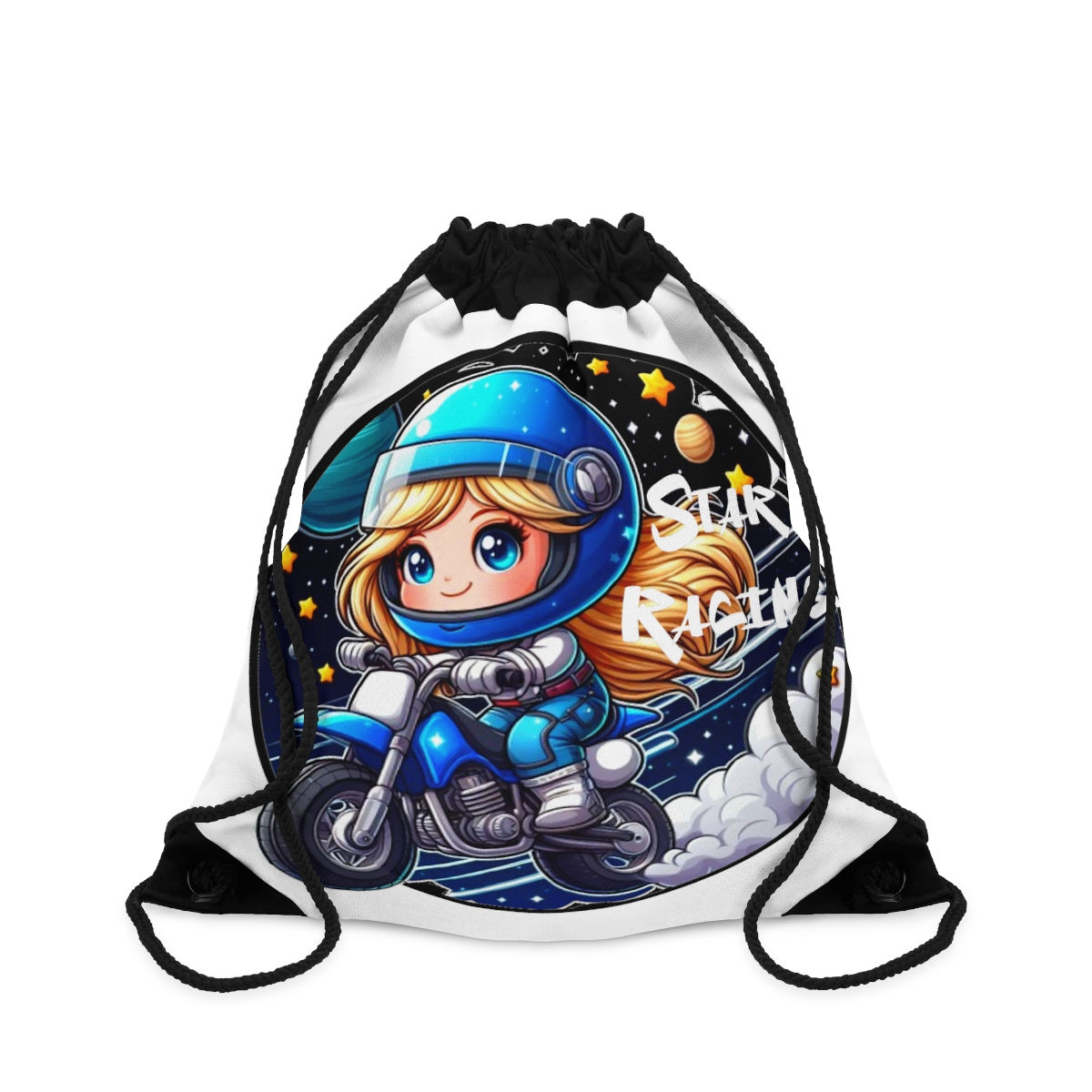 MX Girl Star Racing Drawstring Bag