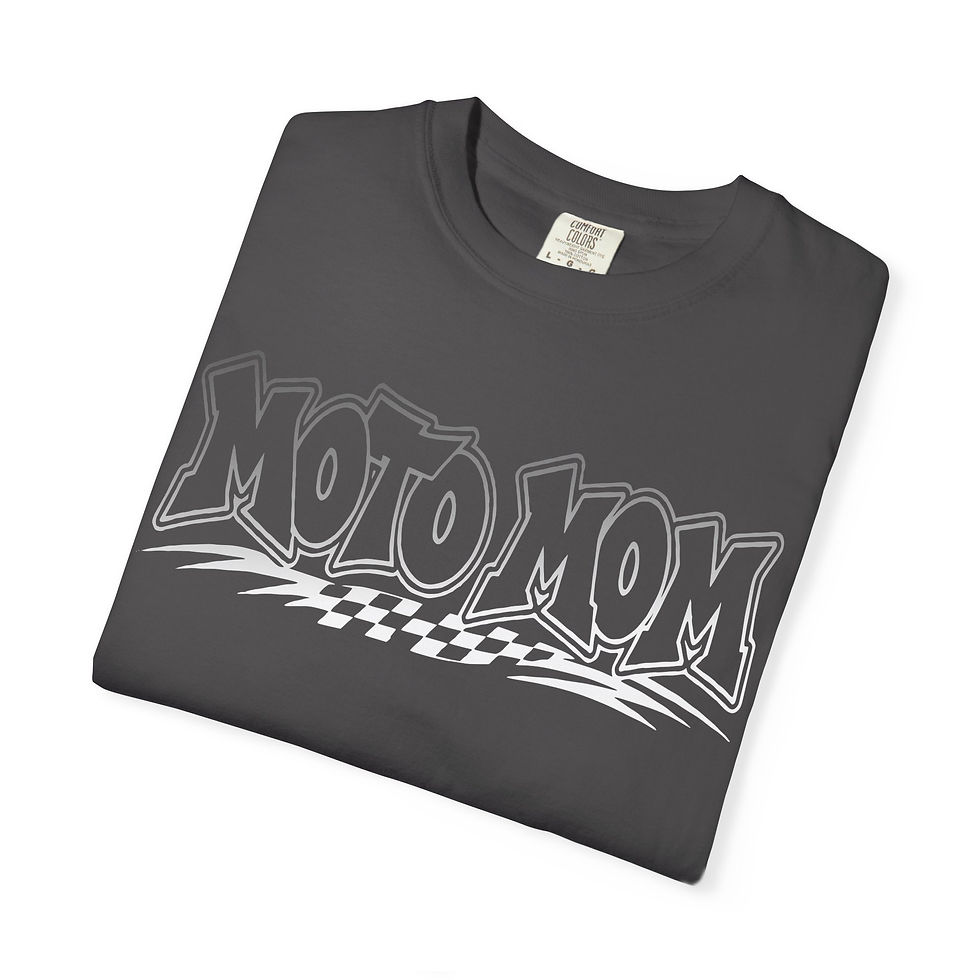 Thumbnail: Moto Mom Gray White Unisex Garment-Dyed T-shirt