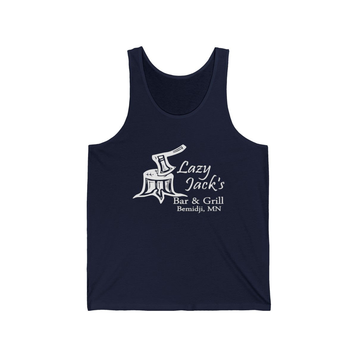 Lazy Jacks Front Only White Logo Unisex Jersey Tank
