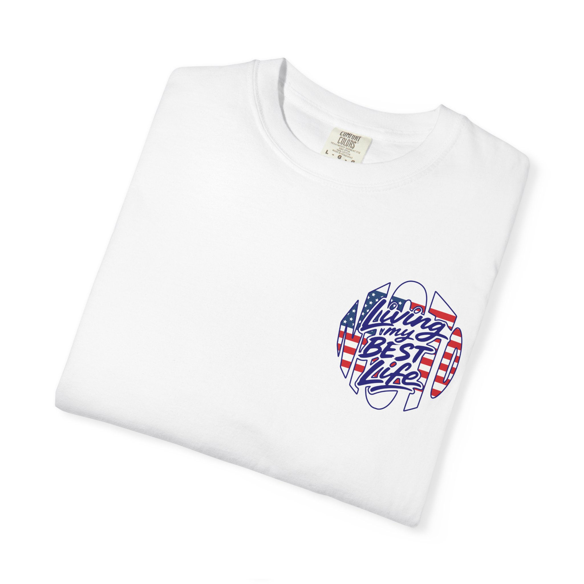 Moto Best Life American Flag Logo Ony Unisex Garment-Dyed T-shirt
