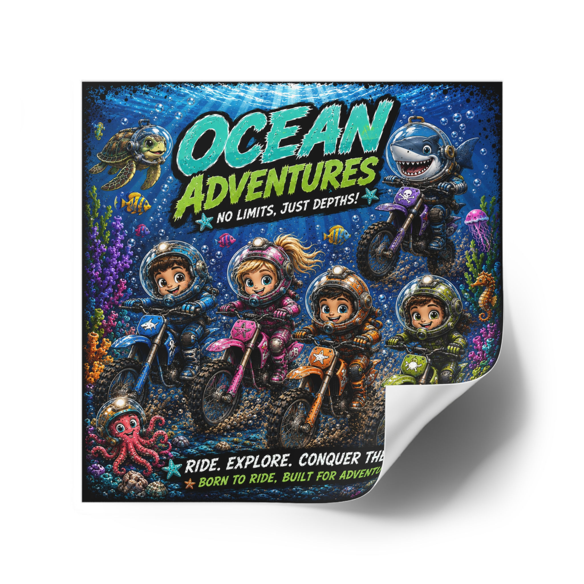 Ocean Adventures Square Stickers, Indoor\Outdoor