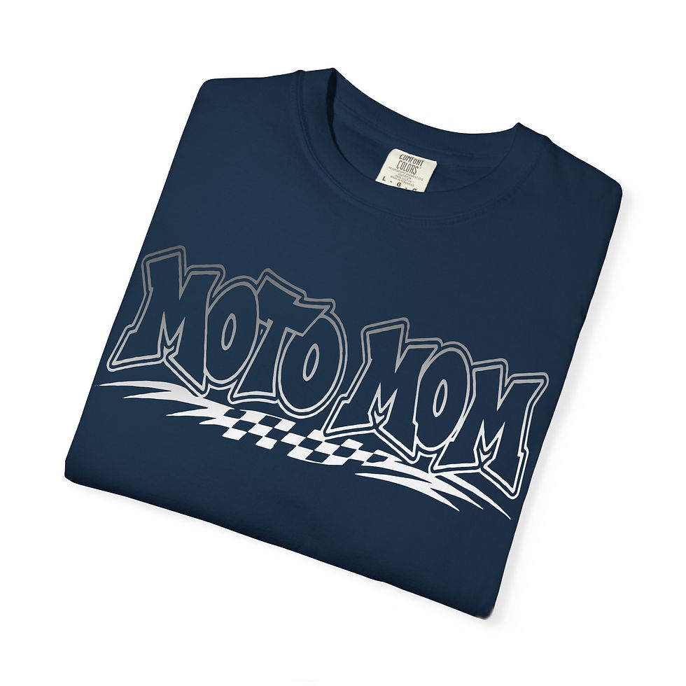 Thumbnail: Moto Mom Gray White Unisex Garment-Dyed T-shirt