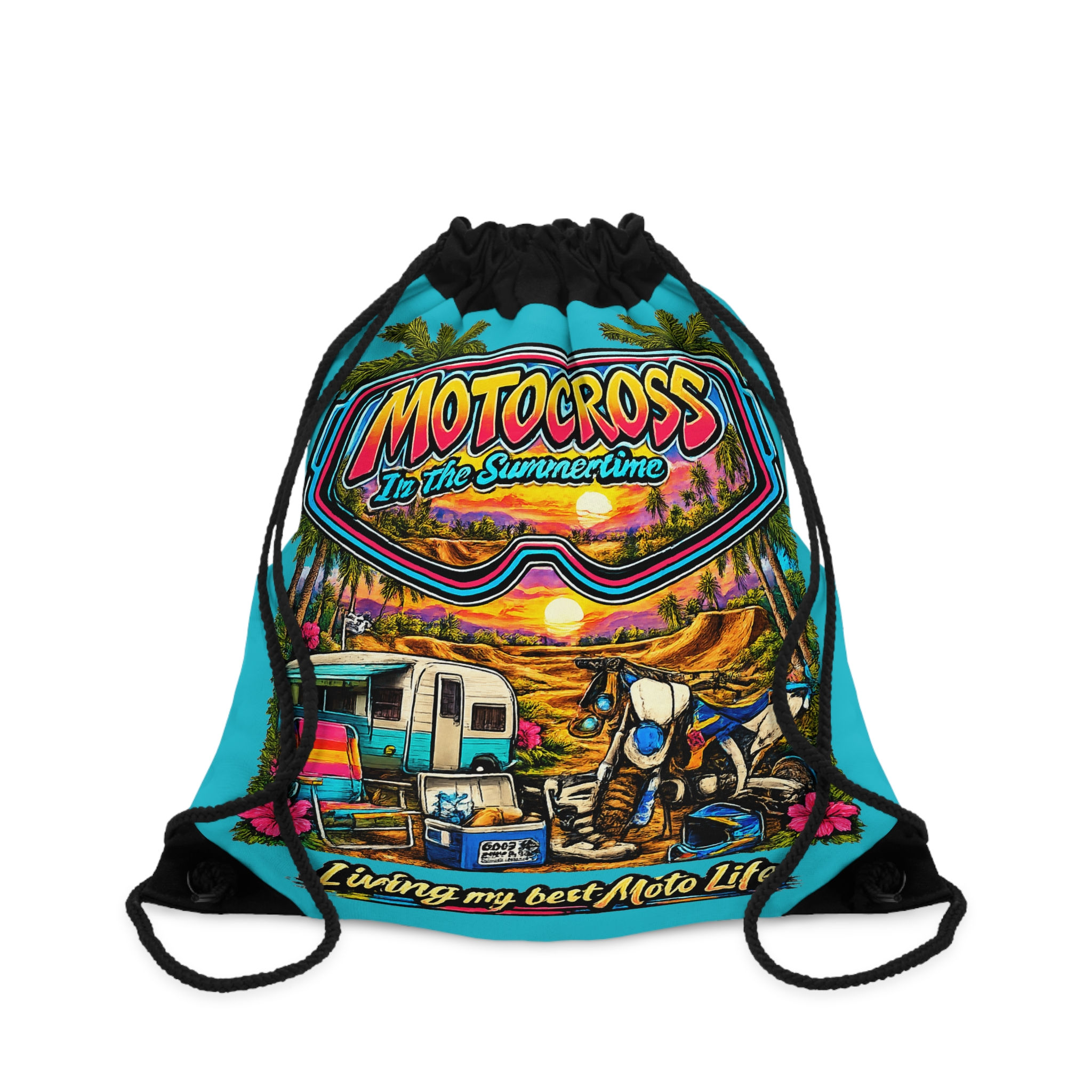 Motocross in the Summertime Drawstring Bag