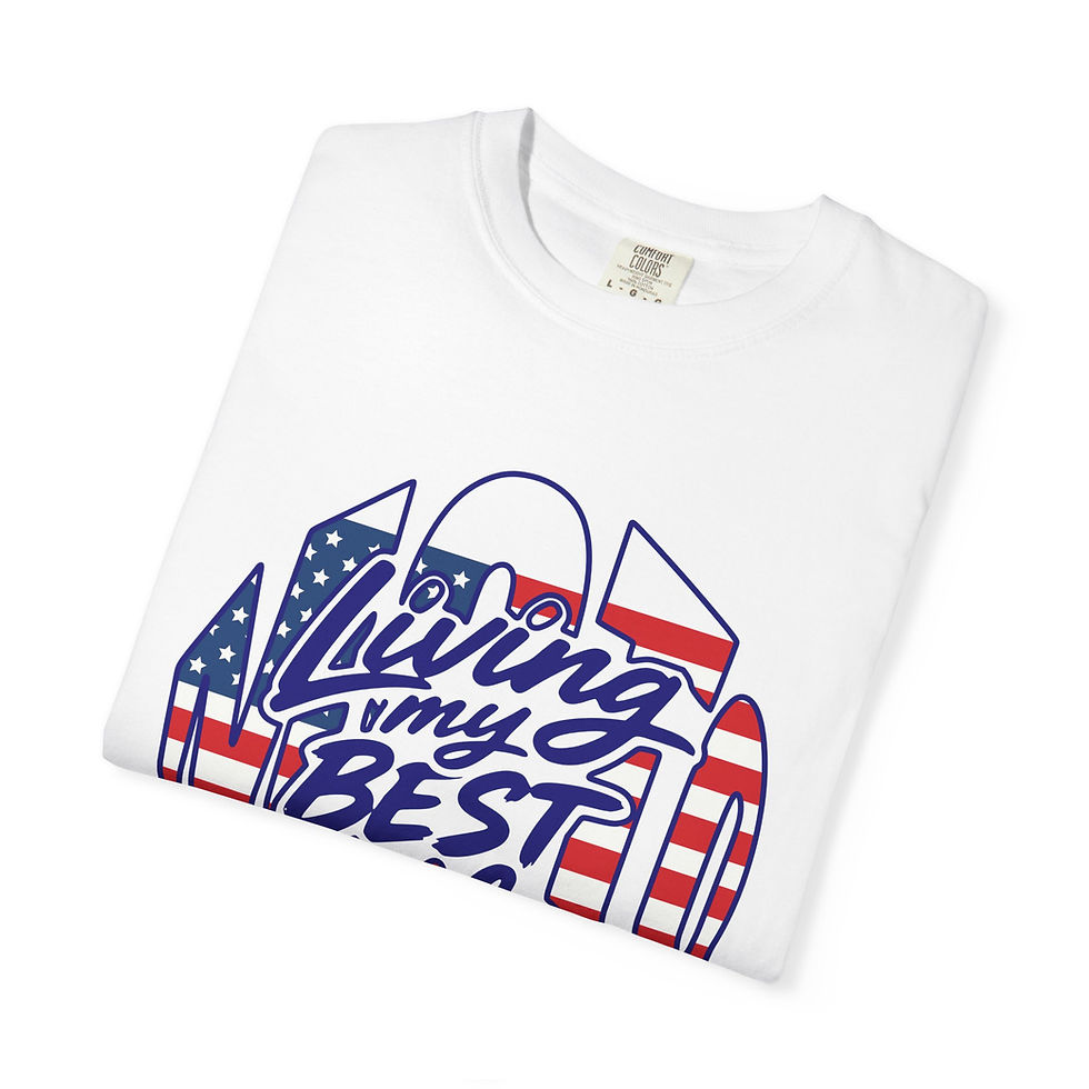 Thumbnail: Moto Best Life American Flag Unisex Garment-Dyed T-shirt