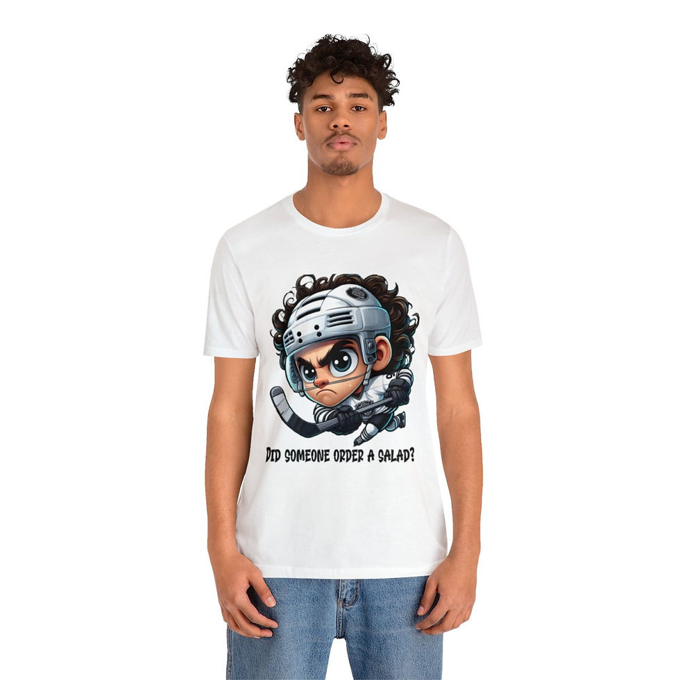 Thumbnail: Hockey Hair Salad Brown2 Adult Unisex Jersey Short Sleeve Tee