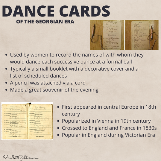 A graphic explaining when dance cards became popular in ballrooms
