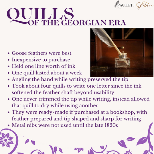 A graphic detailing characteristics of writing quills