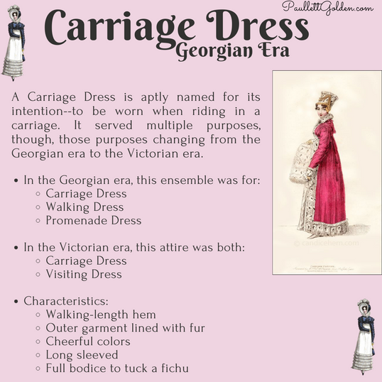 A graphic detailing the characteristics and fashion of the carriage dress