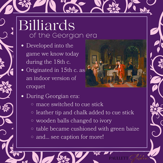 A graphic listing some of the changes to the game of billiards during the Georgian era