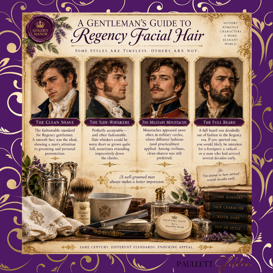 an image showing the facial hairstyles of the regency era
