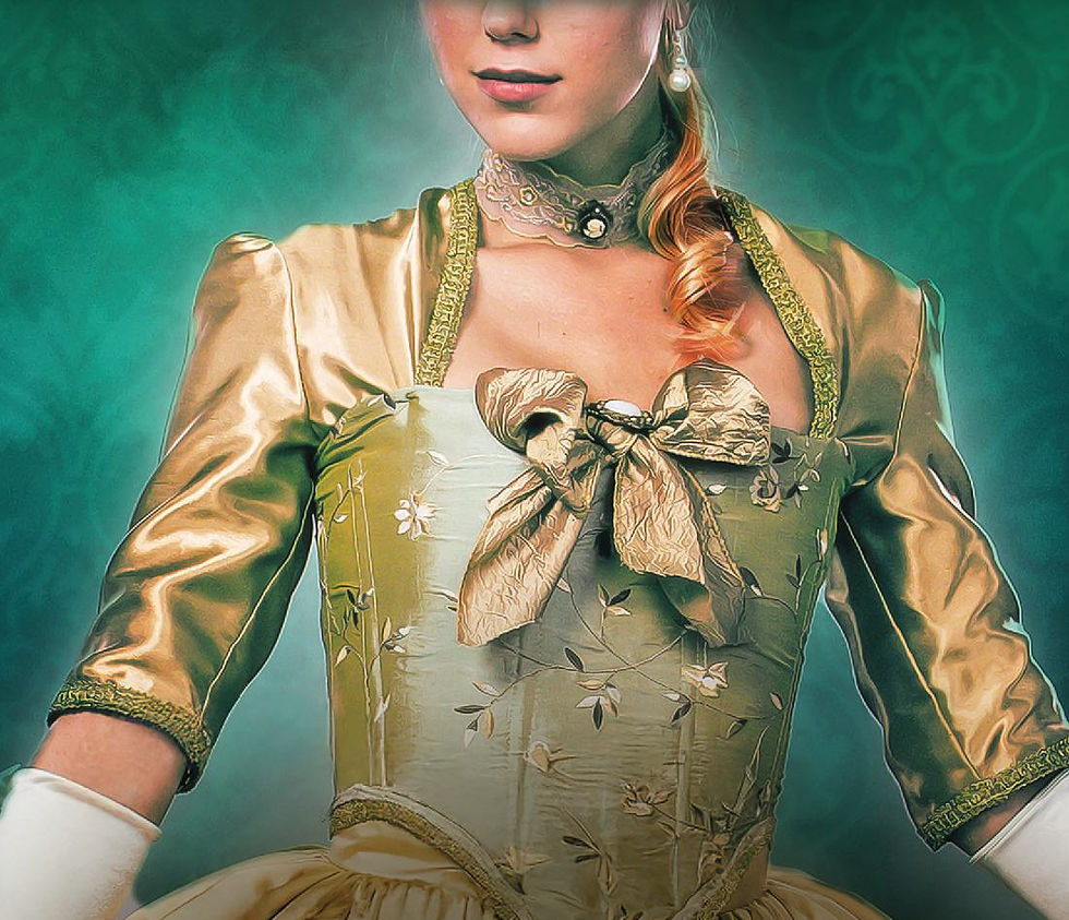 front cover of a book featuring the title The Heir and The Enchantress and a georgian-era woman