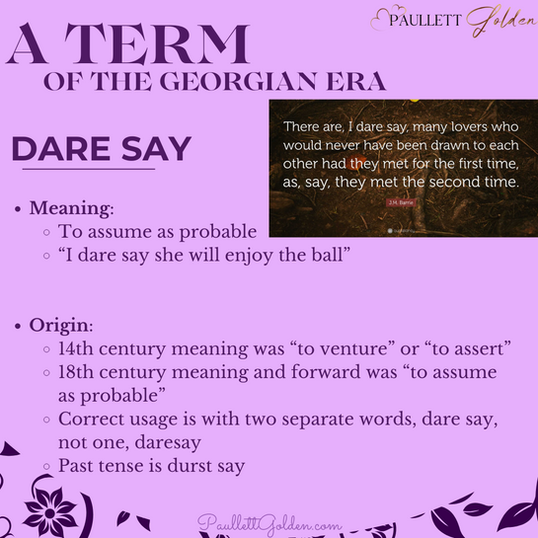 A graphic tracing the origin of the phrase "dare say"