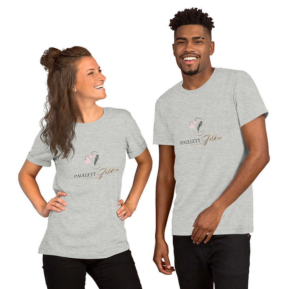 Thumbnail: Two people wearing a gray shirt with the Golden Romance logo