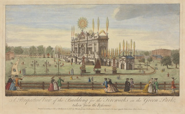 A Perspective View of the Building for the Fireworks in the Green Park, Taken from the Reservoir, 1749. Yale Center for British Art, Yale Art Gallery Collection.