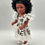 Thumbnail: Authentic 18 inches African doll in black and white dress