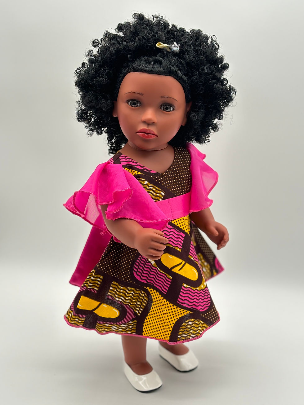 Thumbnail: Authentic African 18 inches doll with pink dress