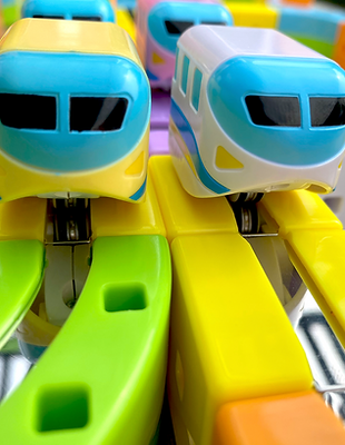 Magnetic Monorail Track Set showing 2 trains