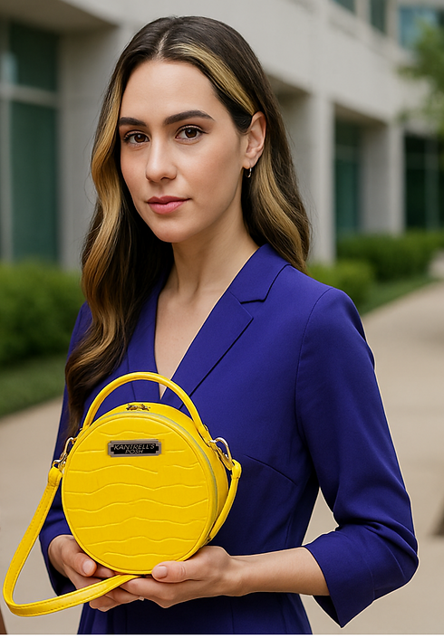 KANTRELL’S POSH yellow bag white woman).png