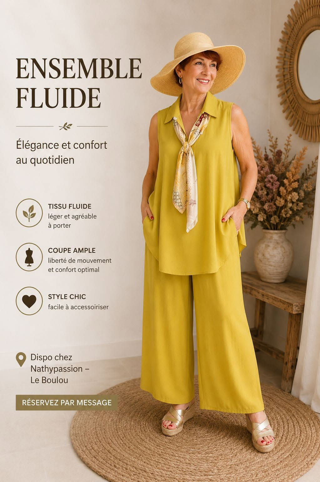 Ensemble fluide jaune moutarde