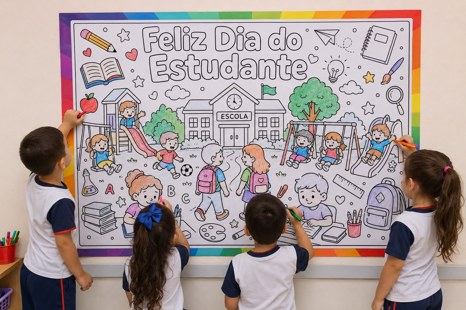 Cartaz de colorir Dia do Estudante