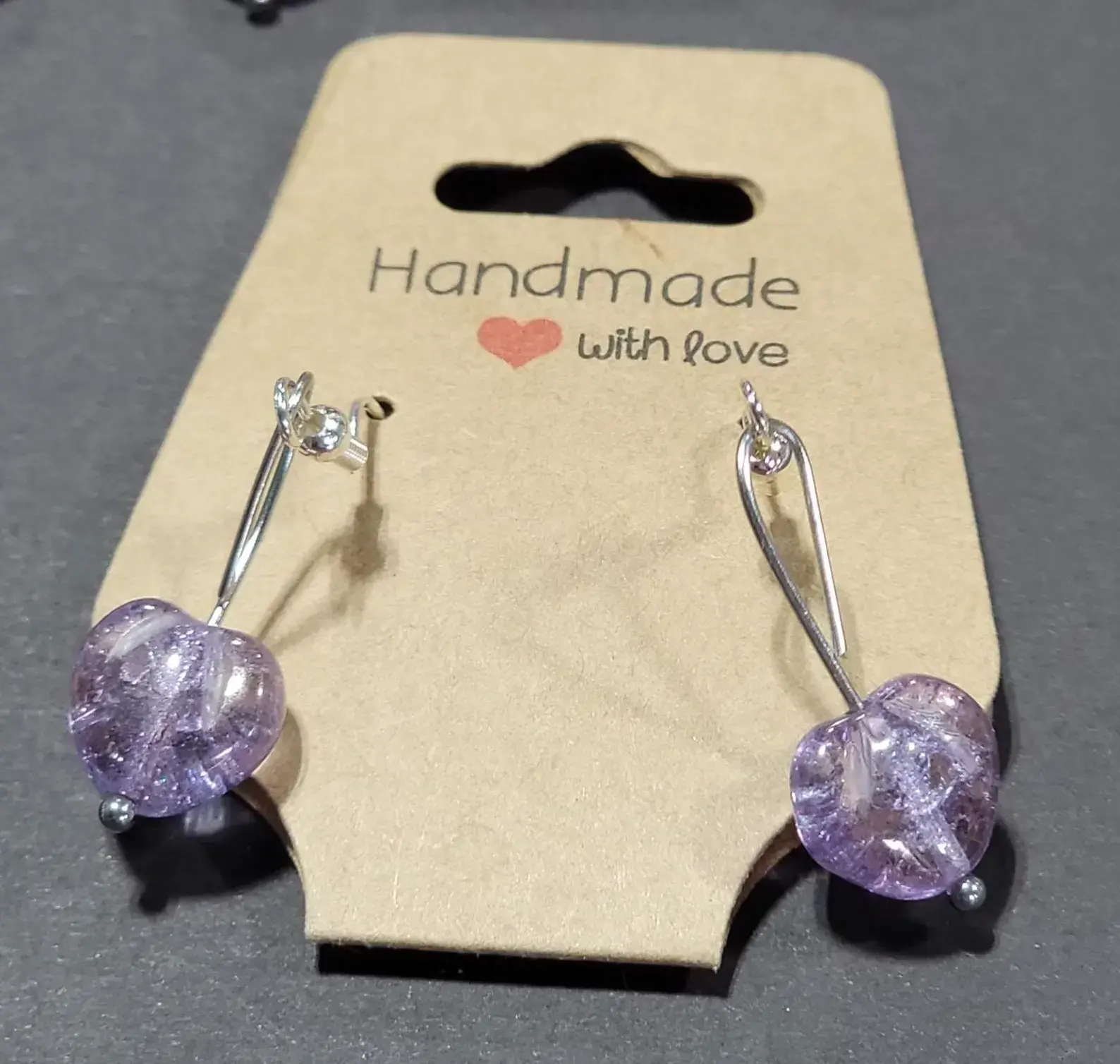 Lavender Heart Earrings by Gabby