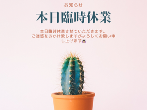 本日臨時休業させていいただきます🙇🏻♀️