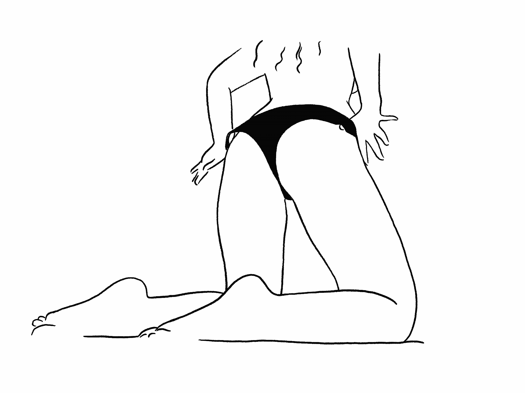 Willustrating digitally drawn animated GIF of a woman taking her underwear off black and white