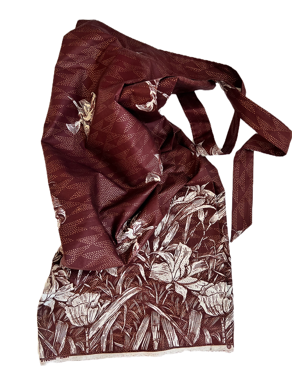 Thumbnail: Resist dyed (wax) Côte d'Ivoire cotton wrap chocolate maxi skirt