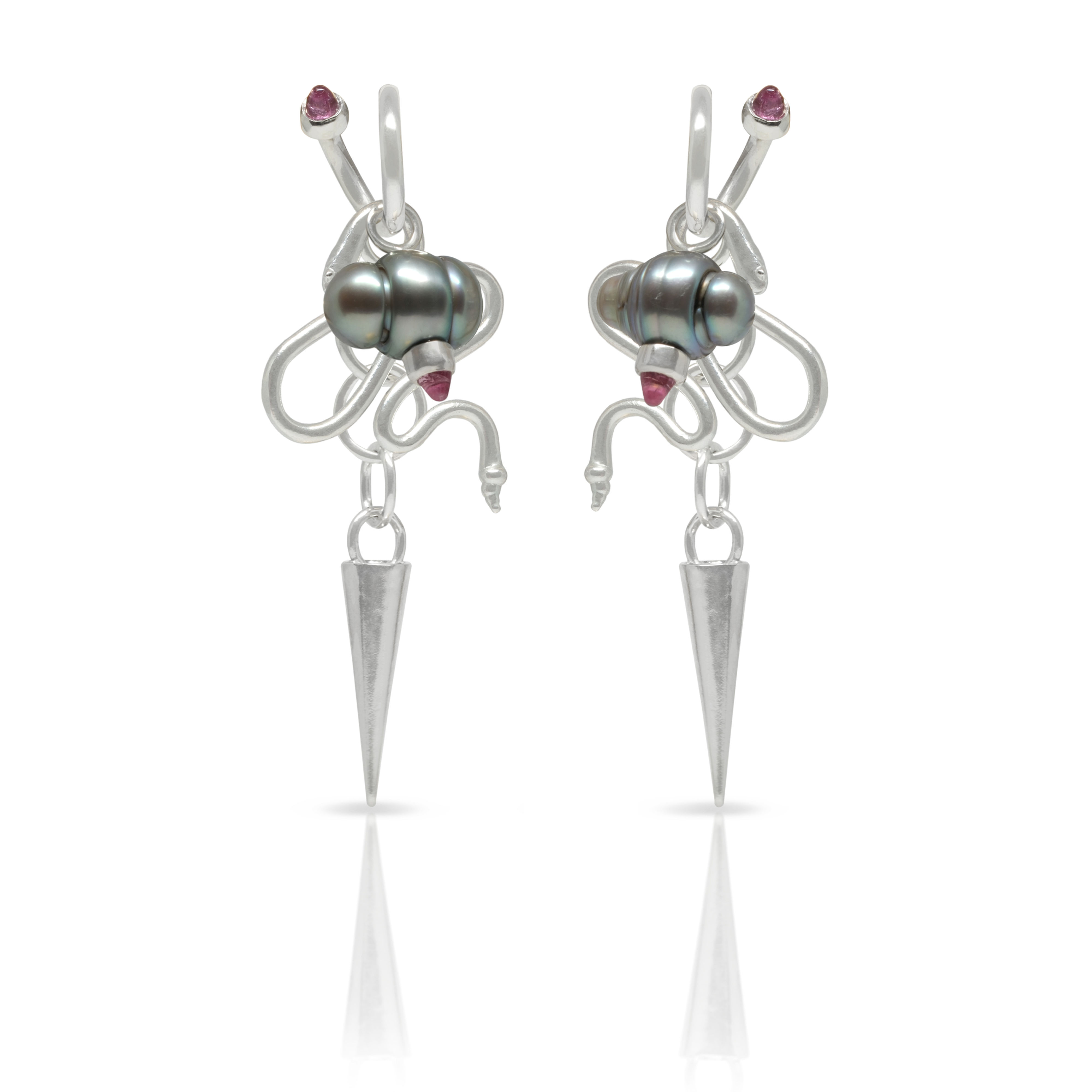 Transformable Peek-A-Boo Hoop + Pearl Charm Earrings