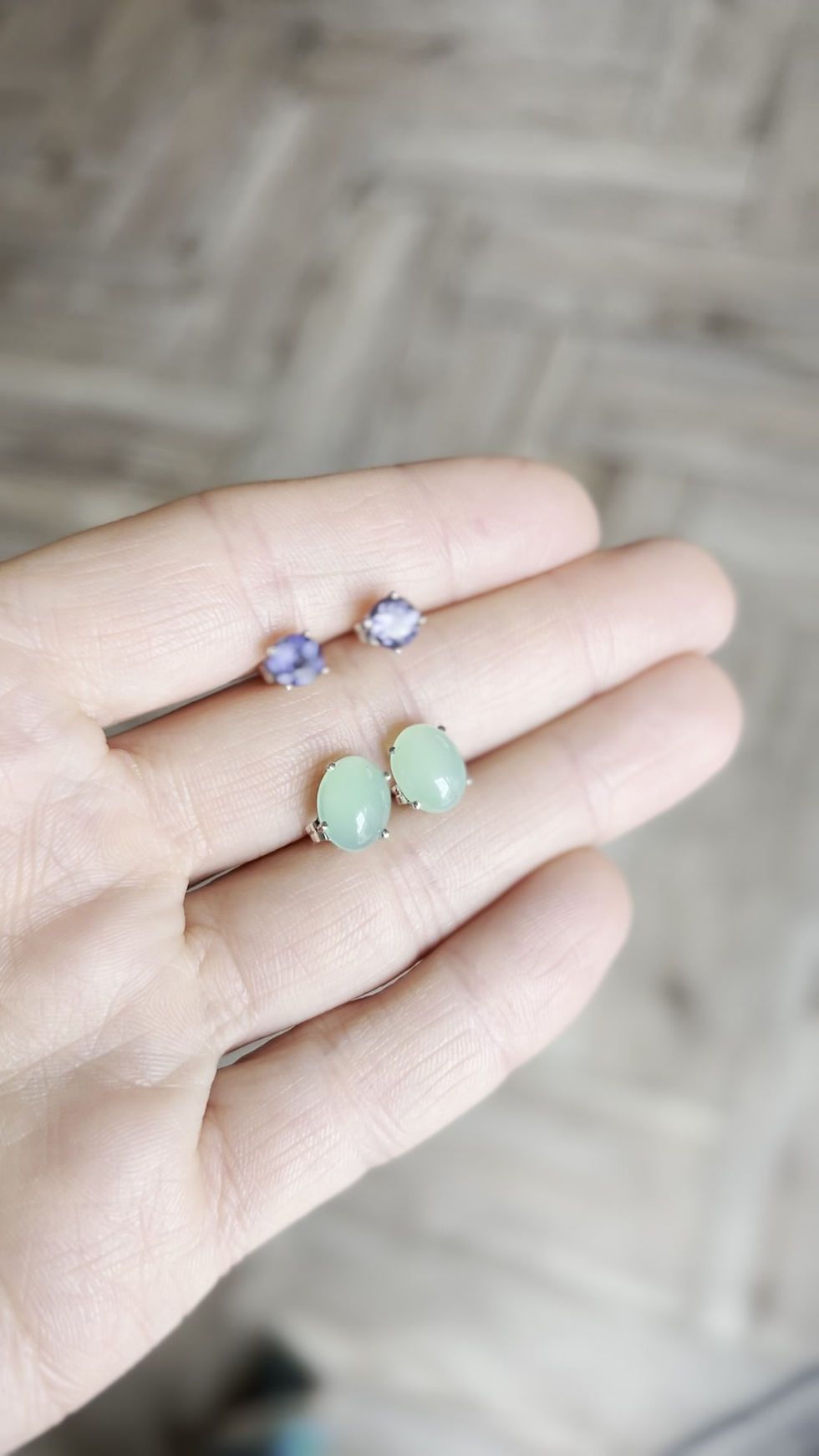 Thumbnail: Iolite Gemstone Stud Earrings