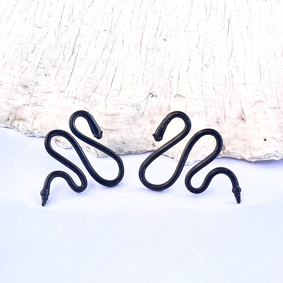 Thumbnail: Blackened Silver Slithering Snake Stud Earrings