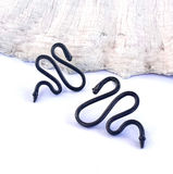 Blackened Silver Snake Stud Earrings