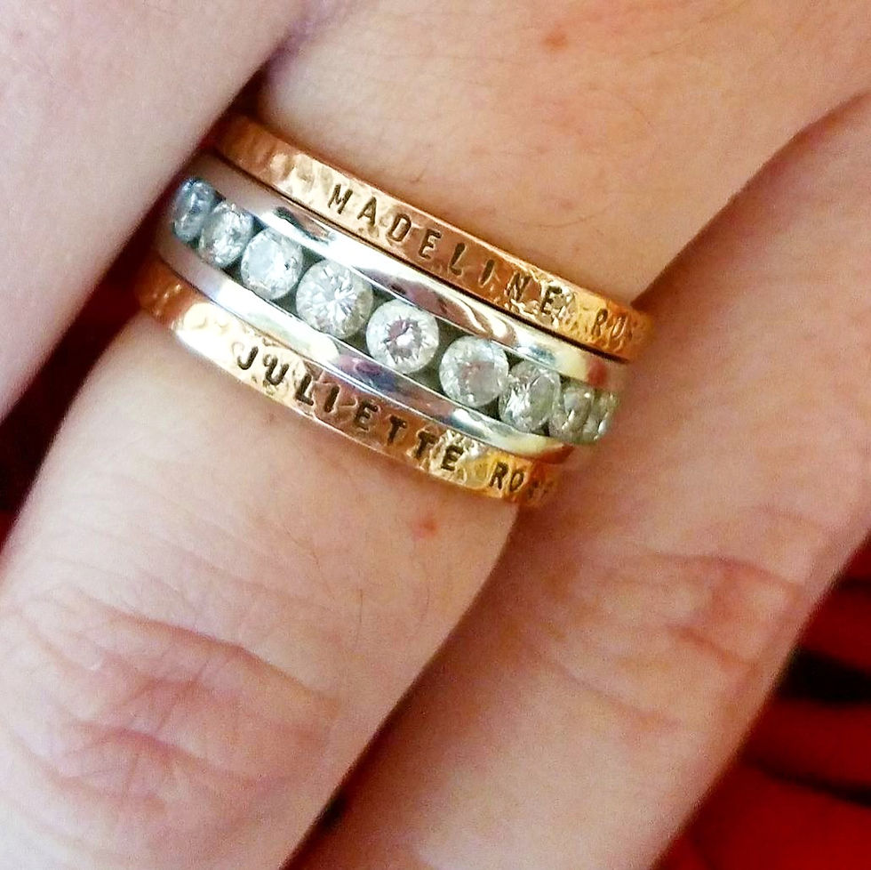 Thumbnail: Hand Stamped Name & Date Stacking Ring