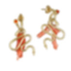 Thumbnail: Mandarin Garnet Peek A Boo Hoops with Coral & Snake Charms