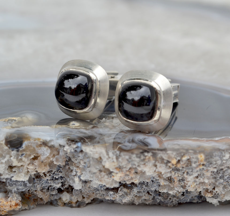 Thumbnail: Black Spinel Silver Cufflinks