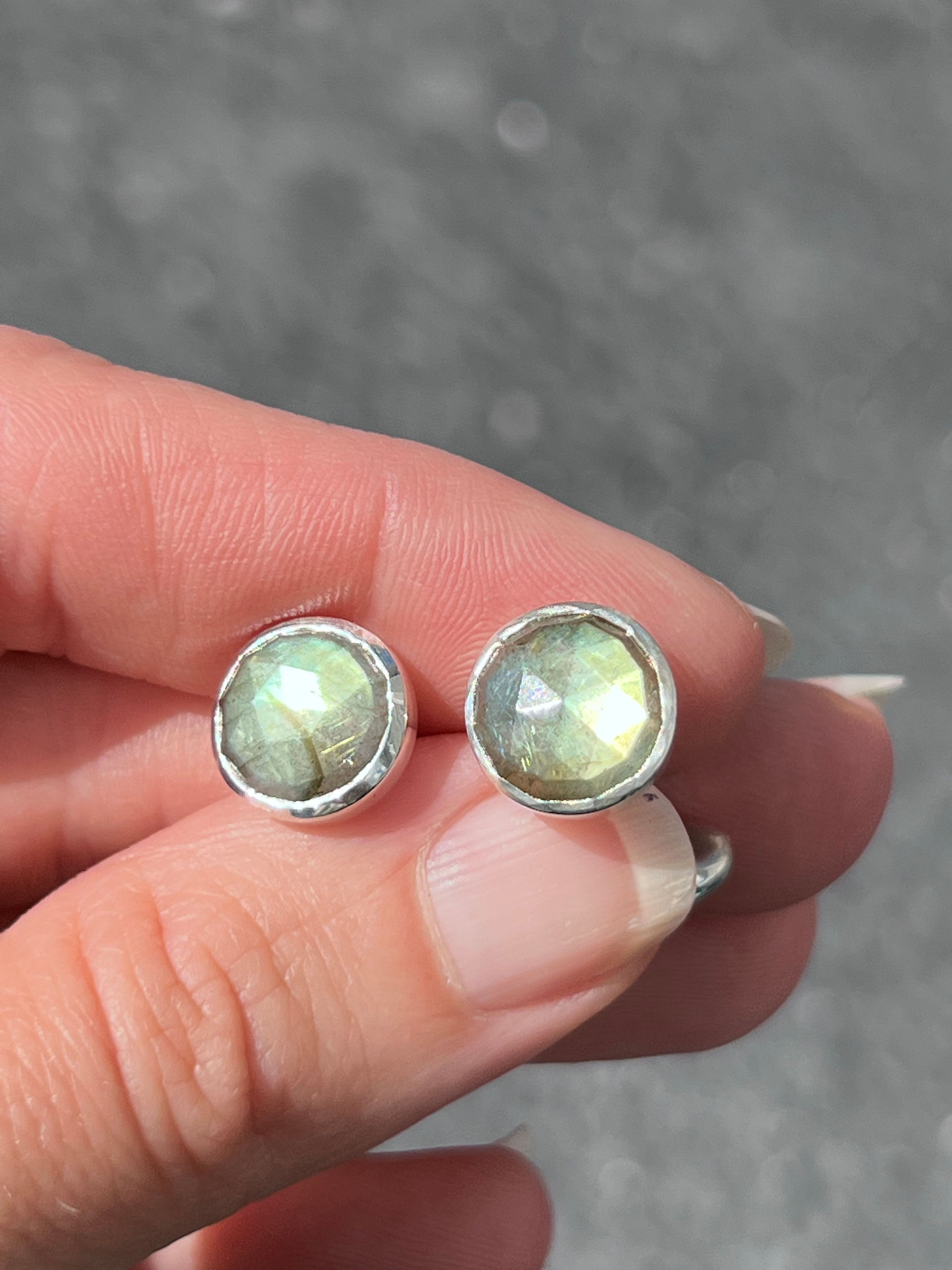 Round rose cut Labradorite Sterling Silver Cufflinks
