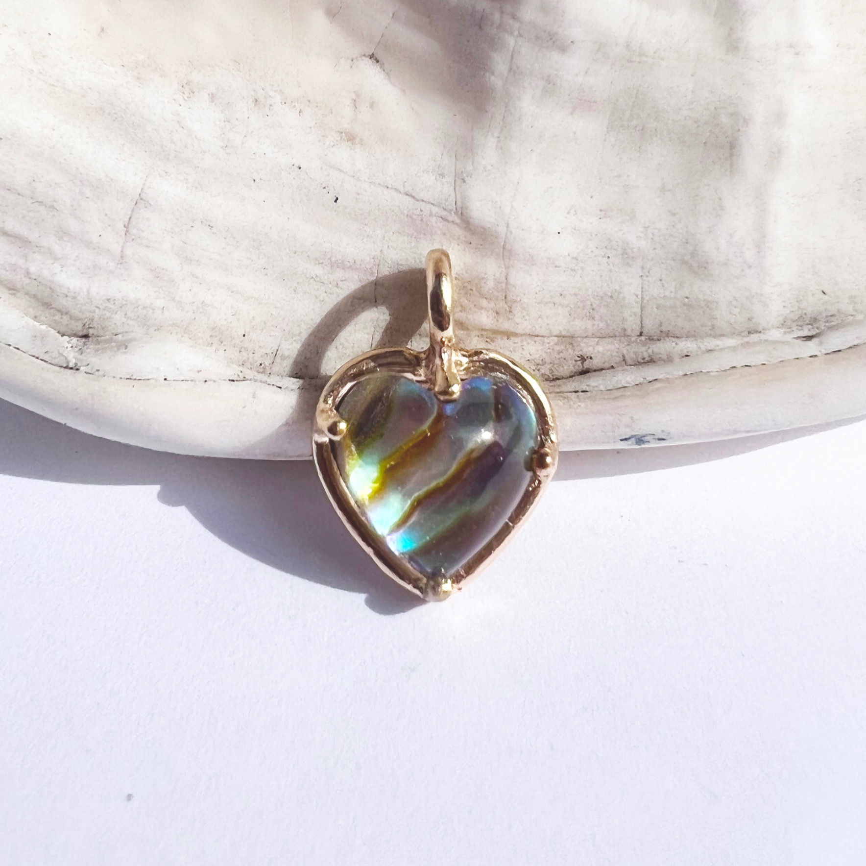 Abalone Crystal Gold Heart Charm #2