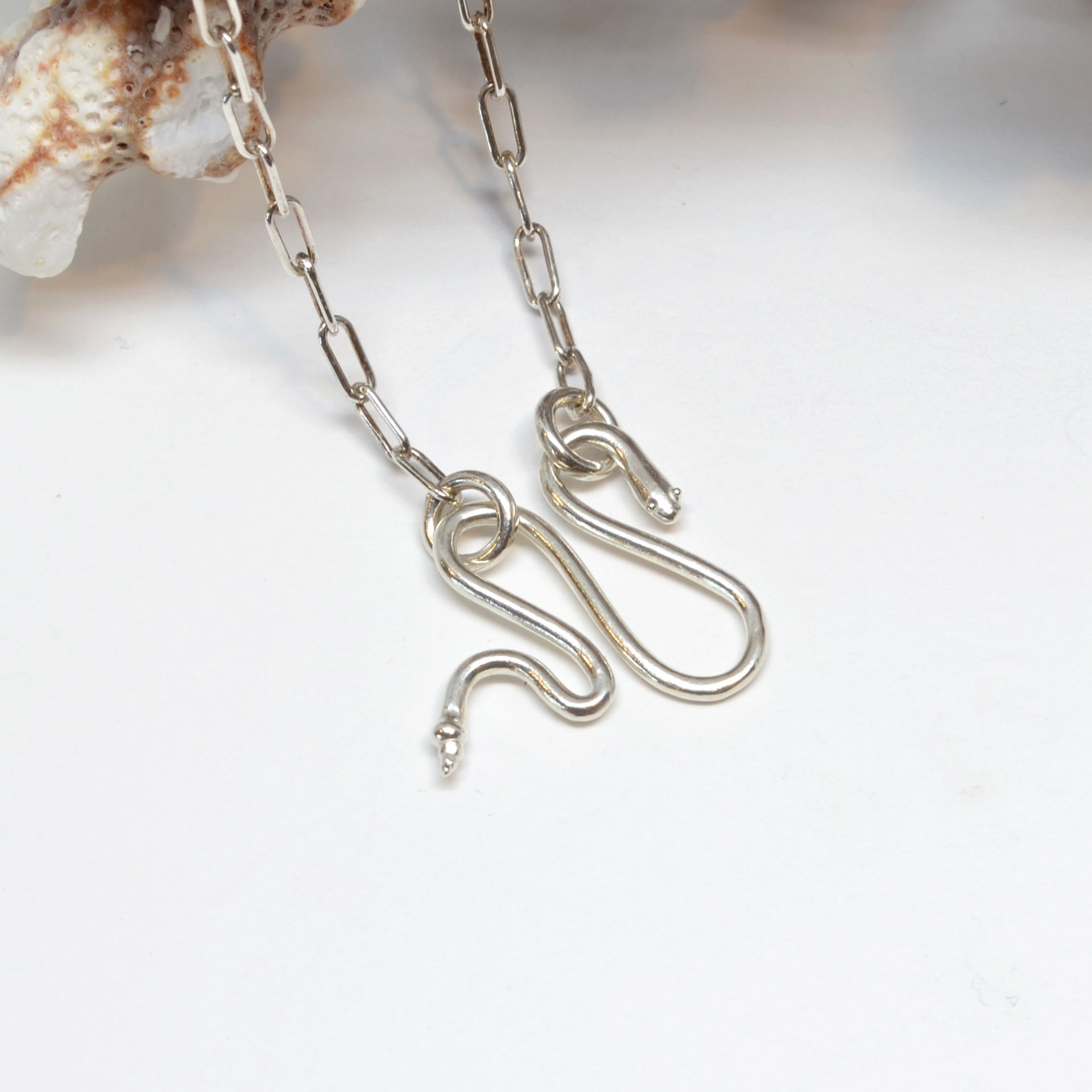 Silver Snake Charm Holder Necklace