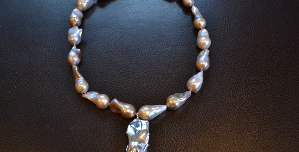 Baroque fireball pearl necklace custom made