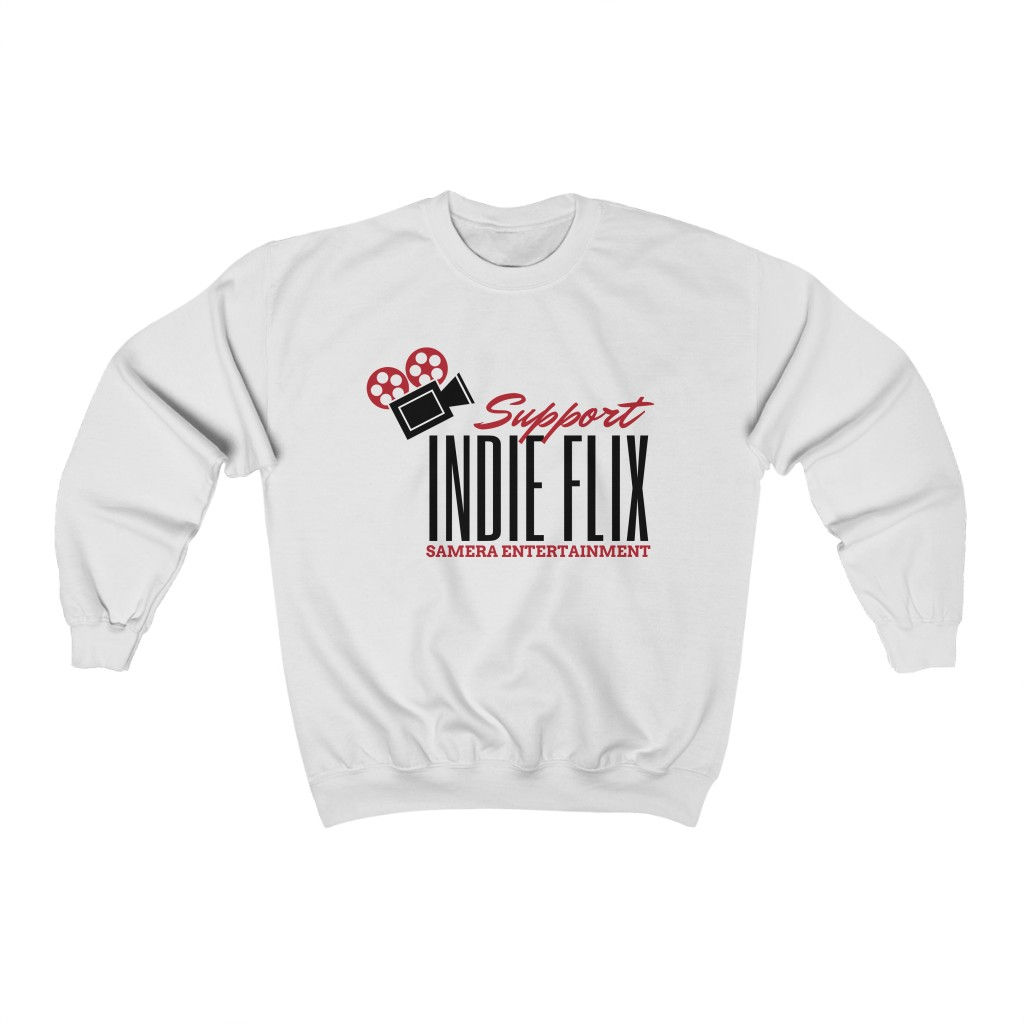 Support Indie Flix - White, Red and Black Unisex Heavy Blend™ Crewneck Sweater