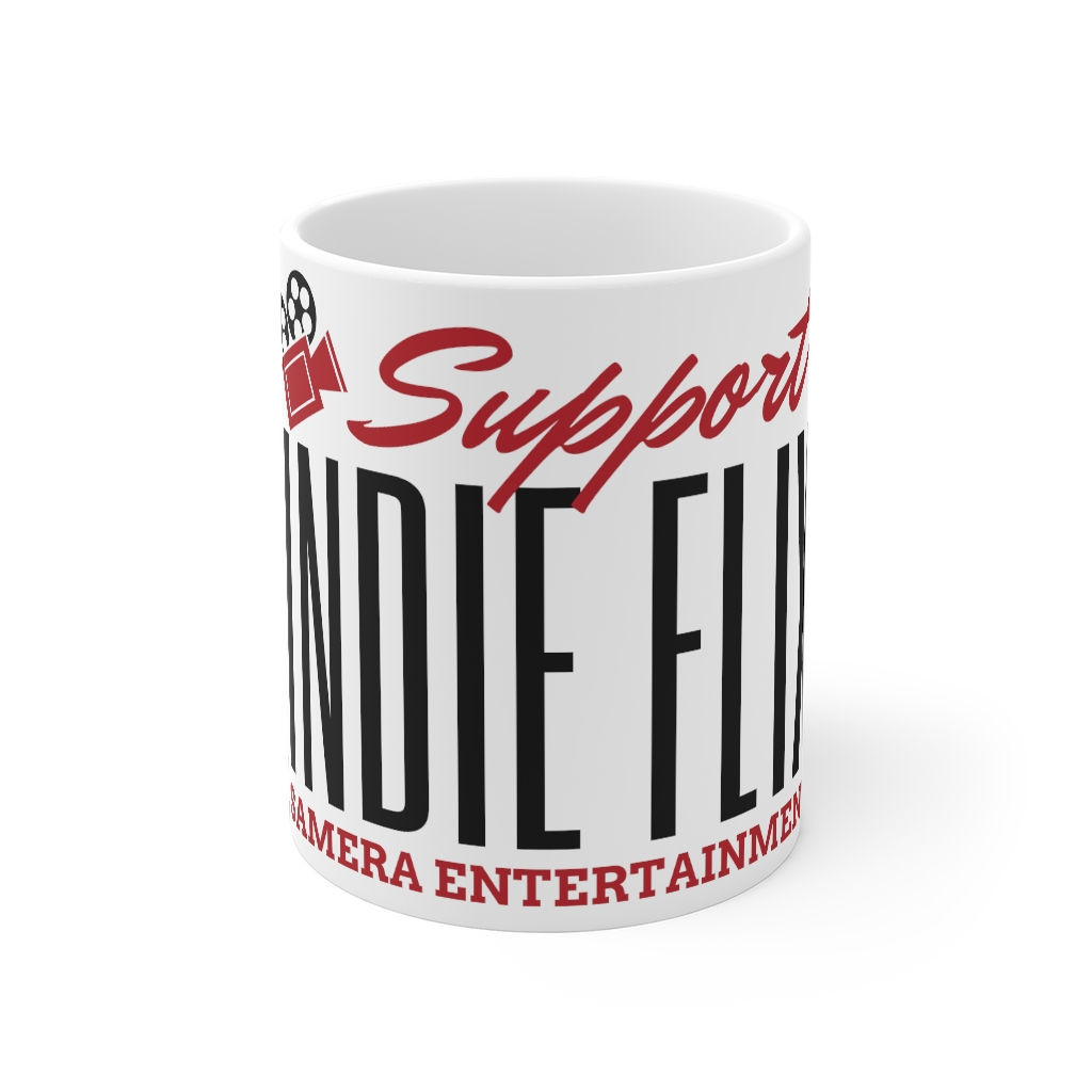 Support Indie Flix - White, Red and Black Mug 11oz