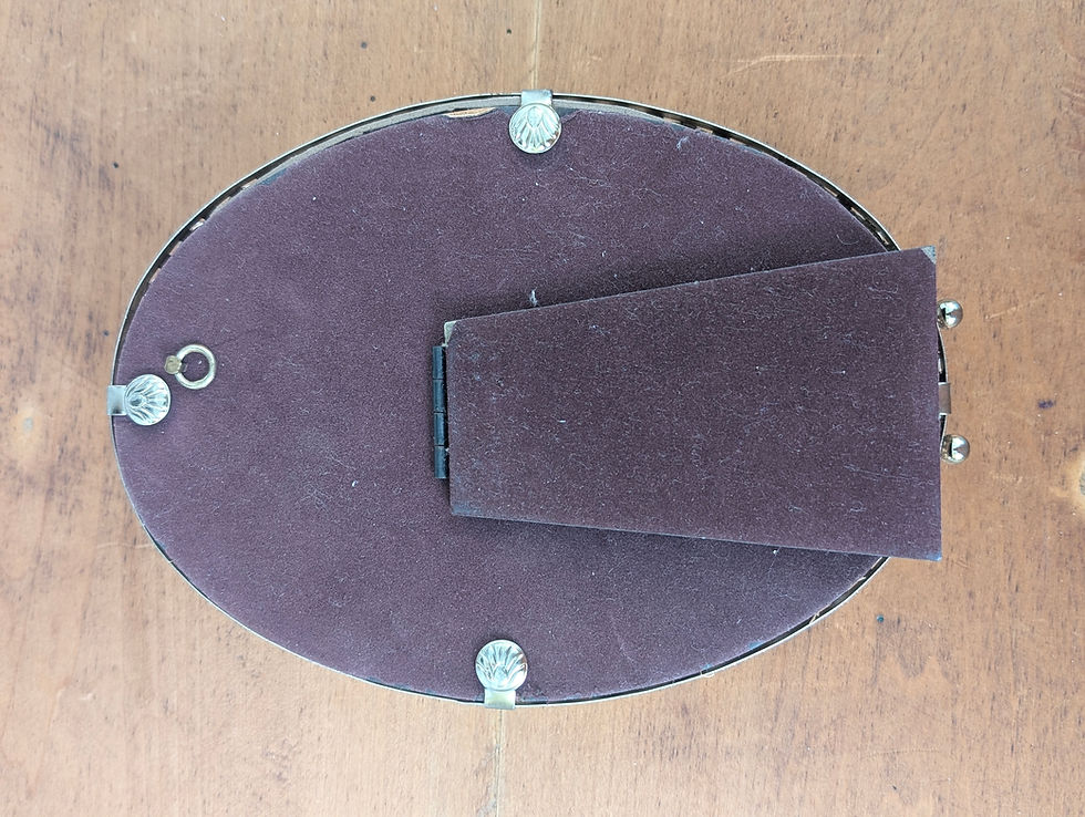 Thumbnail: Vintage Mid Century Oval Mirror Brass Filigree Cottage Core