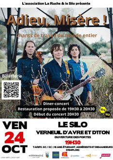 Diner-concert : ADIEU, MISÈRE ! le vendredi 24 octobre, un voyage musical et engagé autour des chants du travail