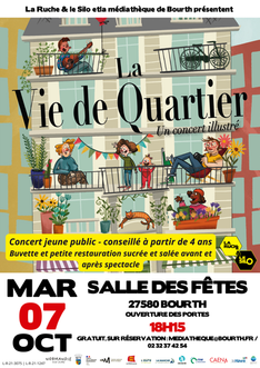 Concert jeune public gratuit : La Vie de Quartier à la salle des fêtes de Bourth le mardi 7 octobre