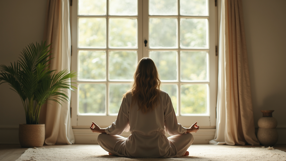 Vue en gros plan d'une personne méditant dans un environnement calme