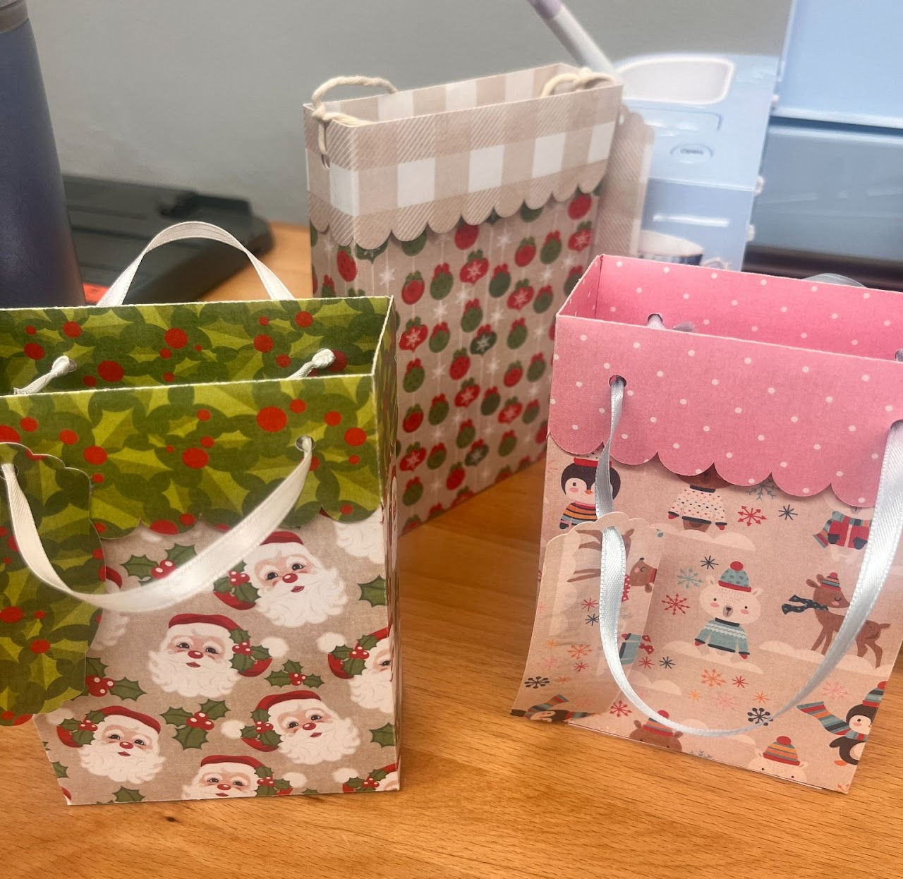 3 custom made holiday gift bags