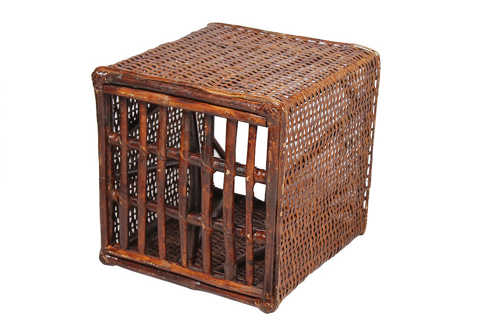 Thumbnail: Novelty Cane Art Wicker Square Pouffe(stool): MDWICSQ01
