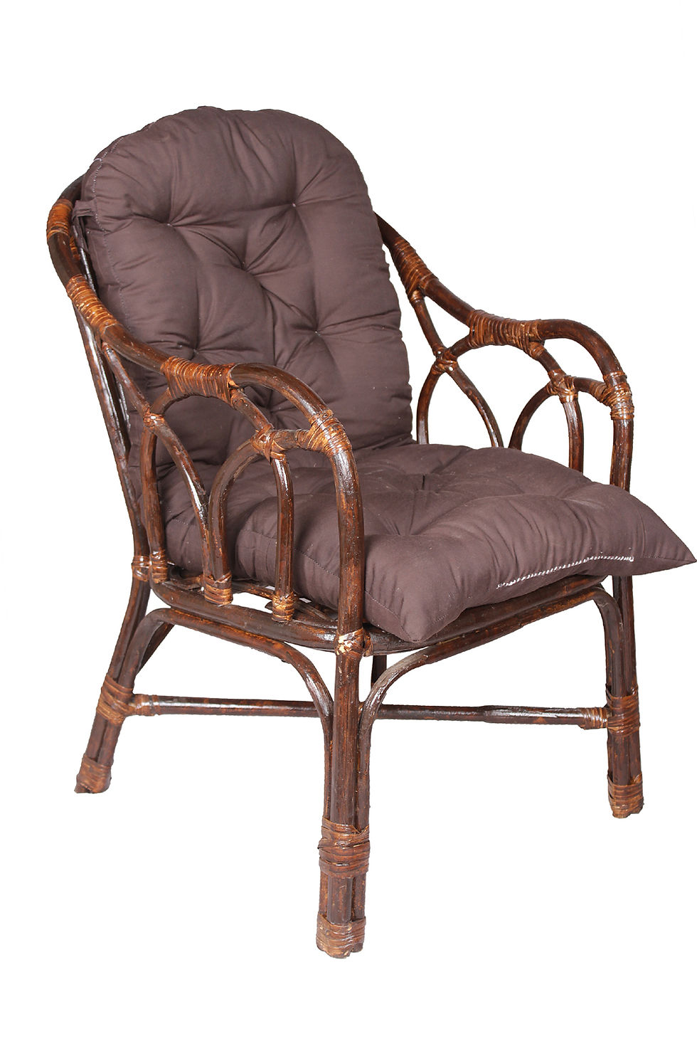 Thumbnail: Novelty Cane Art Rattan Modern Living Room Arm Chair with Table and cushion