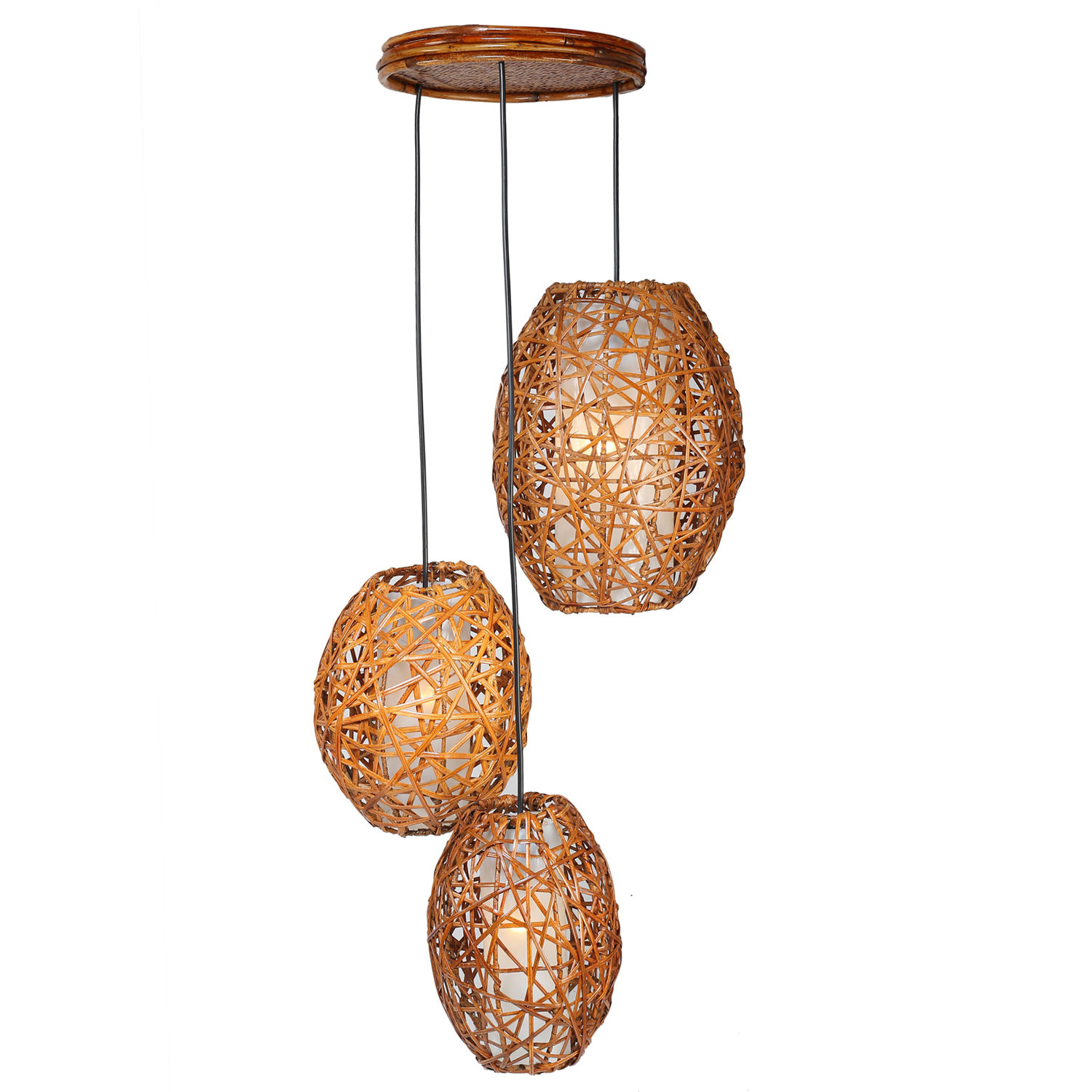 Novelty Cane Art Hanging Rattan Wicker Bamboo Lamp Shade Handcrafted and Natural