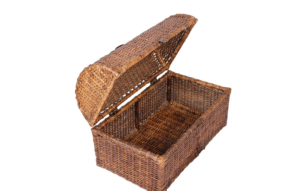 Thumbnail: Novelty Cane Art Wicker Elegant Chest Style Storage Container: SNKCHEST